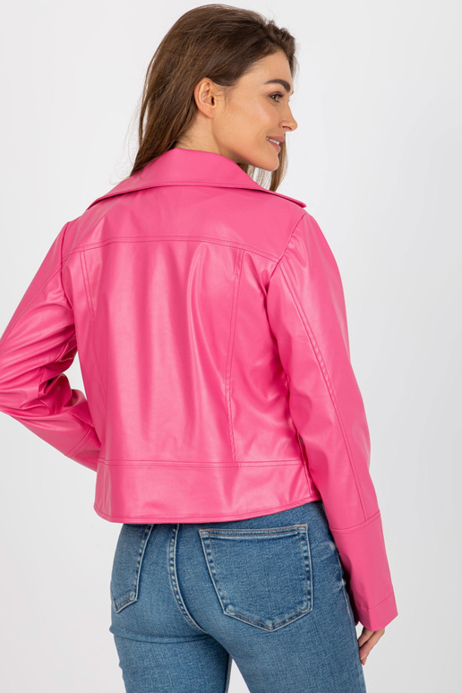 Růžová krátká ramon bunda s kapsami