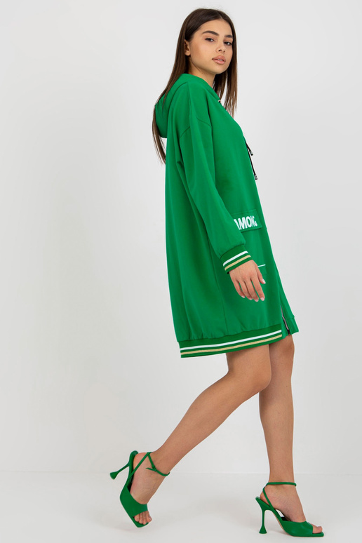 Zelená mikina s dlouhou kapucí