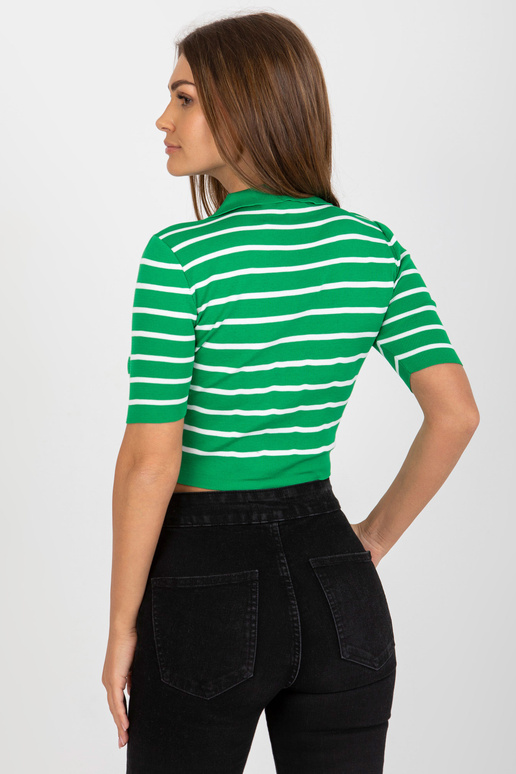 Zelená krátká polo halenka s límečkem