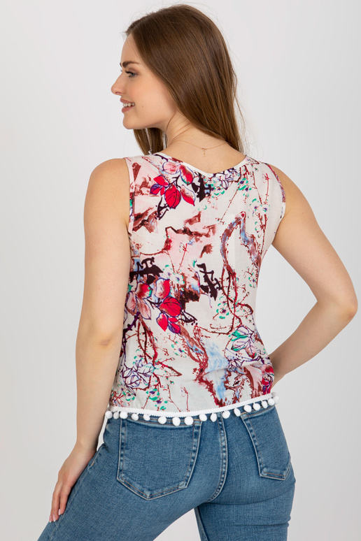 Bílá a růžová halenka s potiskem a...