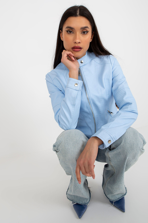 Světle modrá motorkářská bunda z...