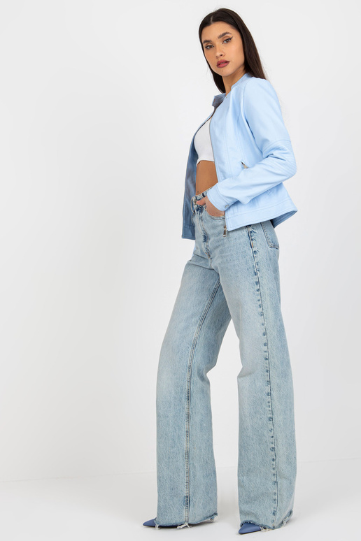 Světle modrá motorkářská bunda z...