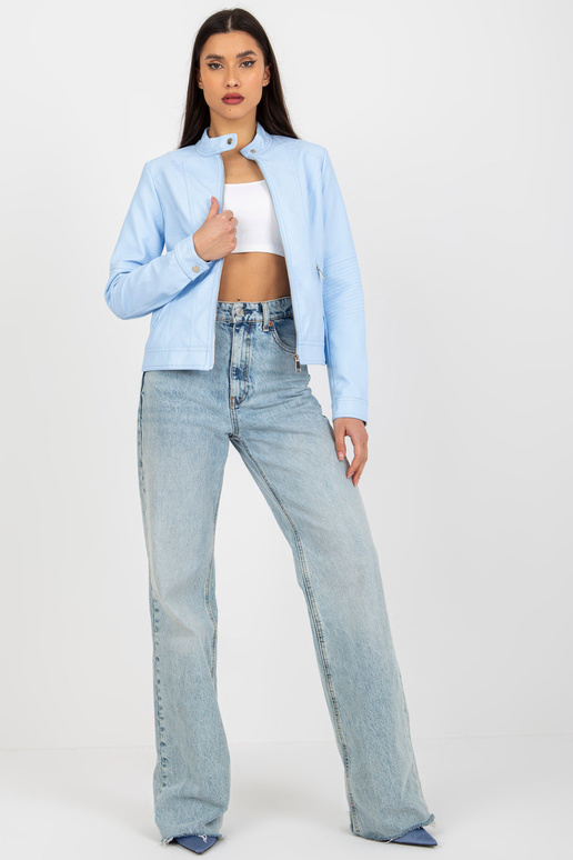 Světle modrá motorkářská bunda z...