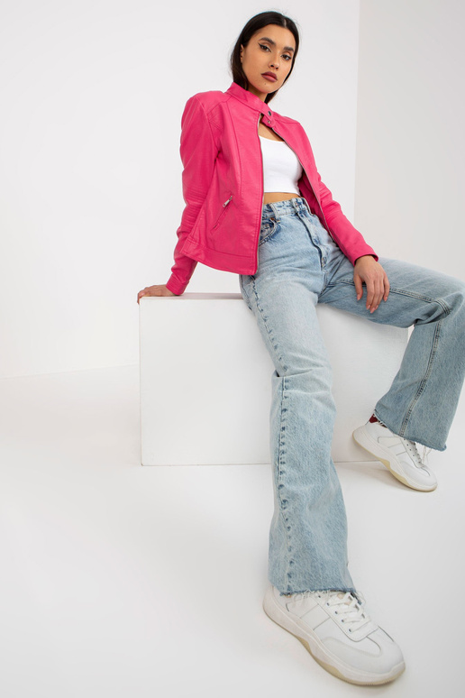 Růžová dámská motorkářská bunda z...