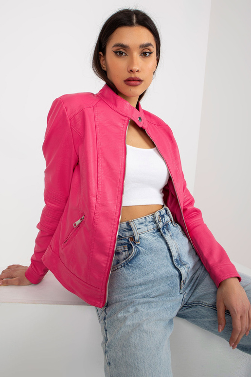 Růžová dámská motorkářská bunda z...