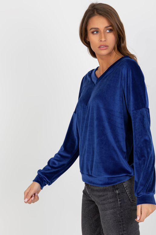 Kobaltová velurová mikina bez kapuce...