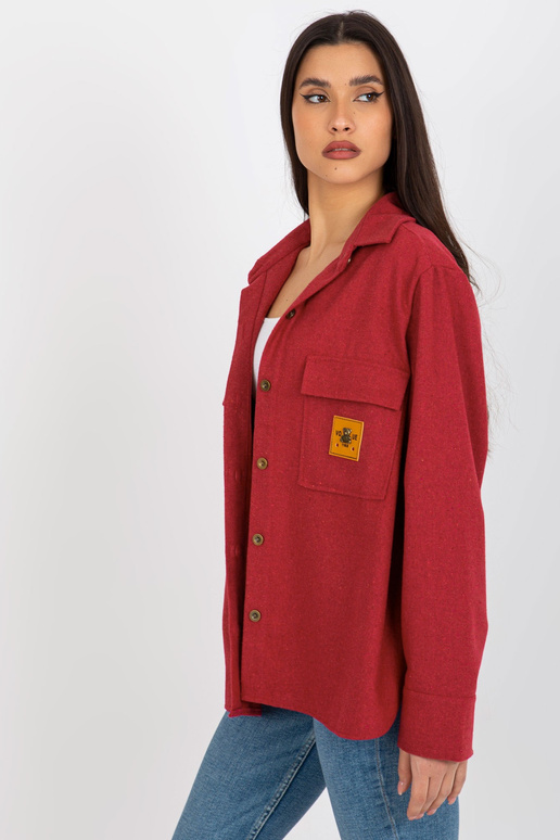 Tmavě růžová vlněná svrchní košile s...