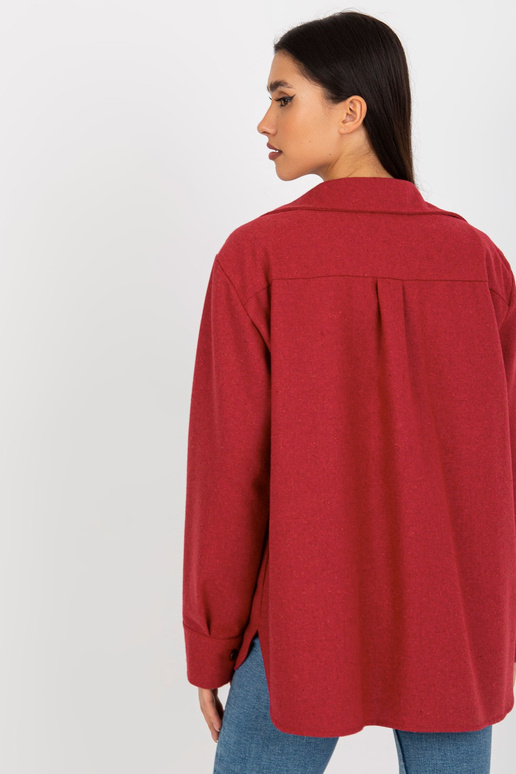 Tmavě růžová vlněná svrchní košile s...