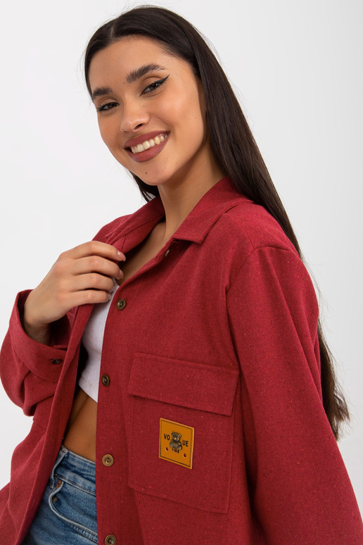 Tmavě růžová vlněná svrchní košile s...