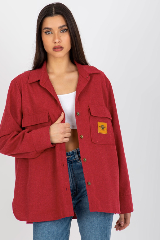 Tmavě růžová vlněná svrchní košile s...