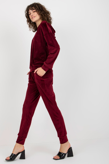 Vínový dámský velurový set...