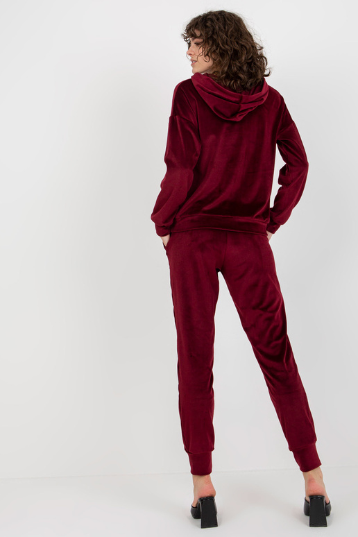 Vínový dámský velurový set s mikinou