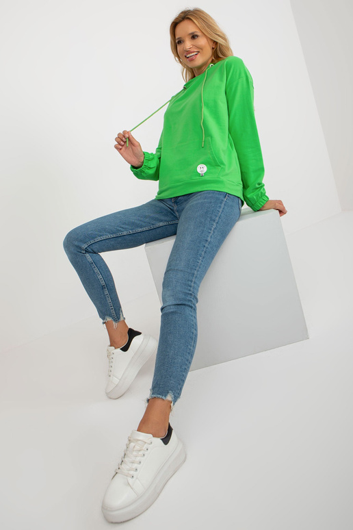 Zelená bavlněná klokaní mikina s kapucí