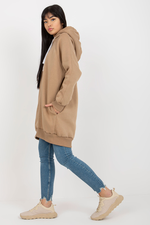 Tmavě béžová dlouhá mikina basic s...