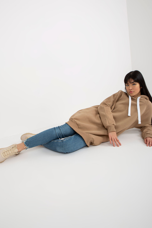 Tmavě béžová dlouhá mikina basic s...