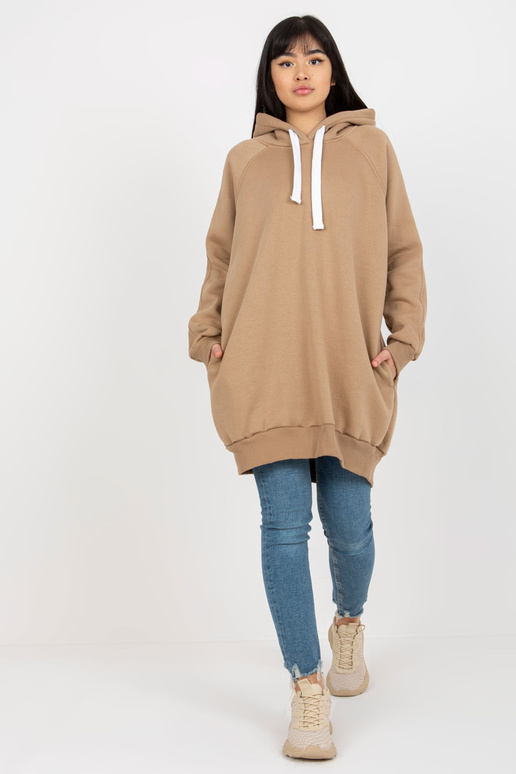 Tmavě béžová dlouhá mikina basic s...