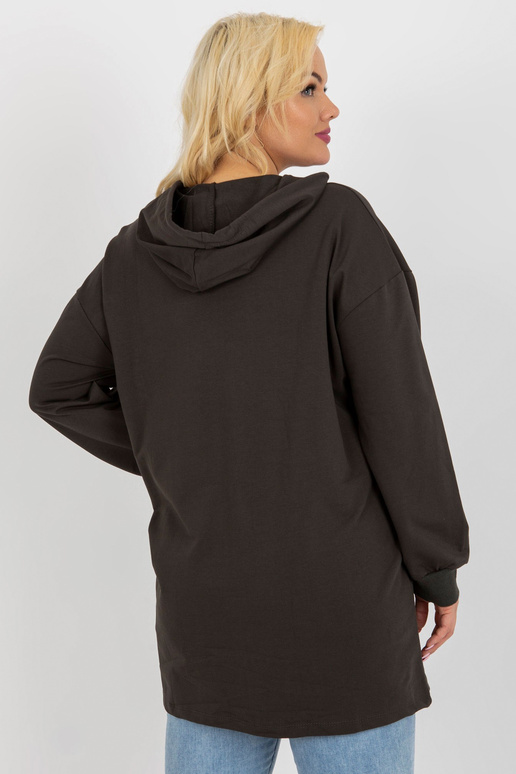 Khaki delší mikina plus size s kapsami