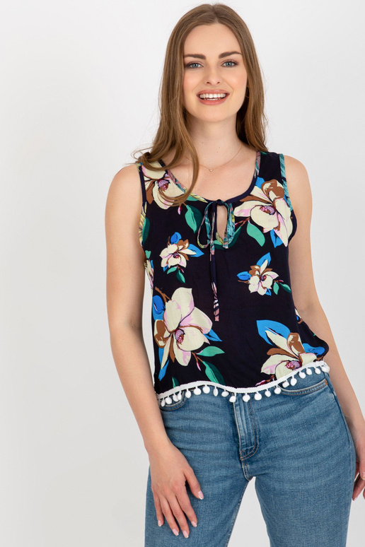 Květinová letní halenka bez rukávů v...