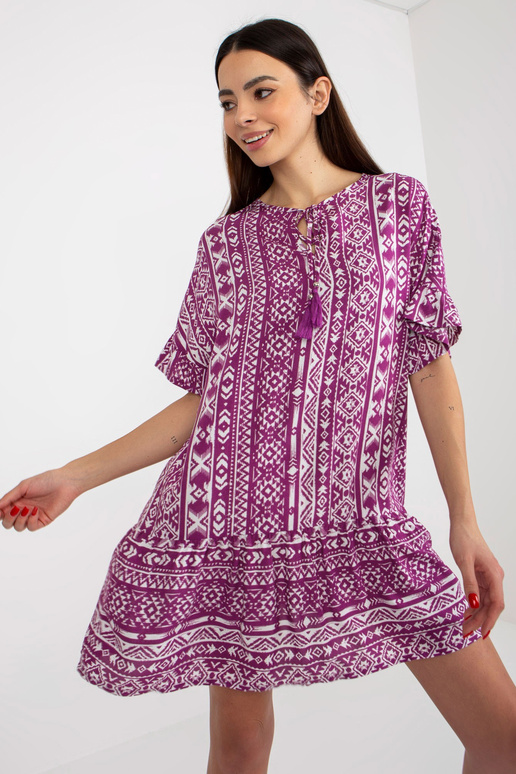 Fialové boho minišaty s volánovými... Fialové boho minišaty s volánovými...