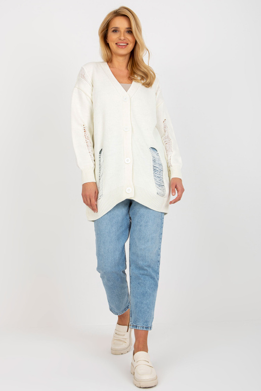 Ecru oversized cardigan s dírkami RUE... Ecru oversized cardigan s dírkami RUE...