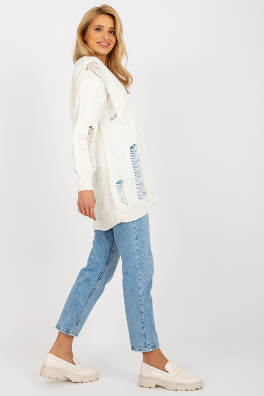 Ecru oversized cardigan s dírkami RUE... Ecru oversized cardigan s dírkami RUE...