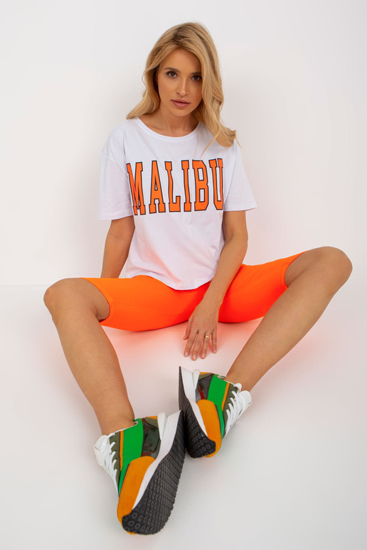 Bílo-fluo oranžová letní souprava s... Bílo-fluo oranžová letní souprava s...