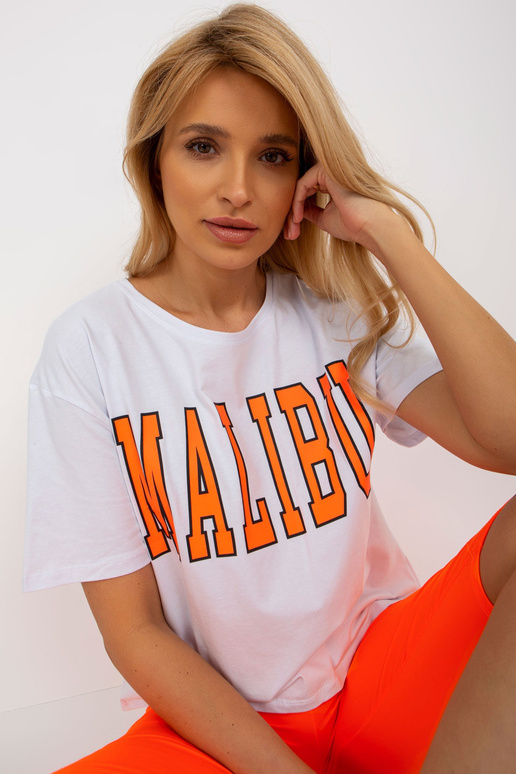 Bílo-fluo oranžová letní souprava s... Bílo-fluo oranžová letní souprava s...