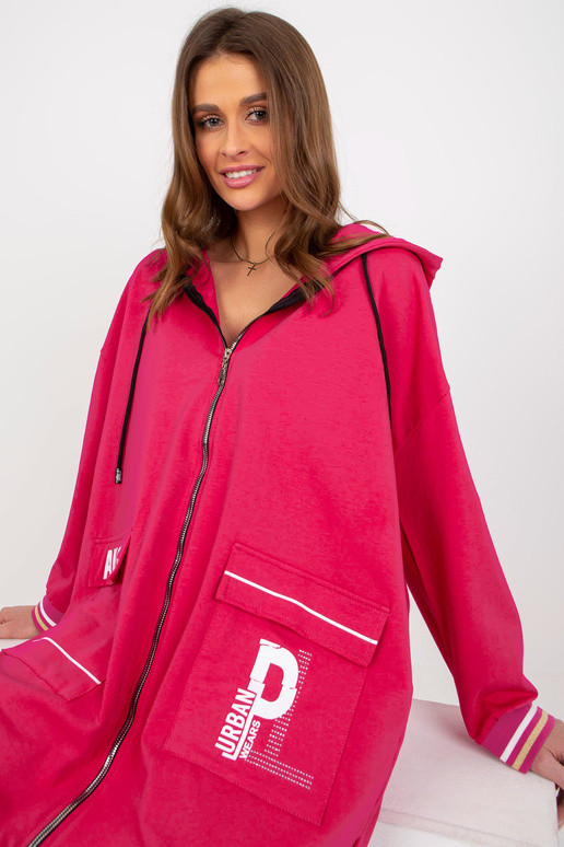 Fuchsiová dlouhá mikina oversize střihu