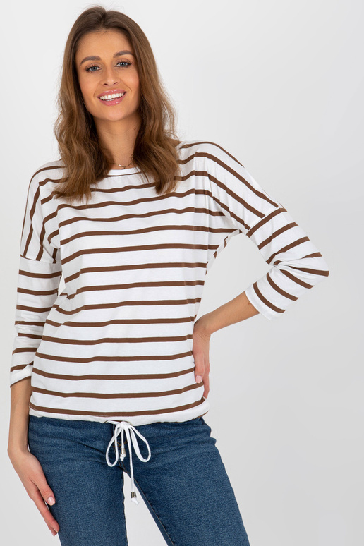 Ecru-hnědá proužkovaná halenka se...