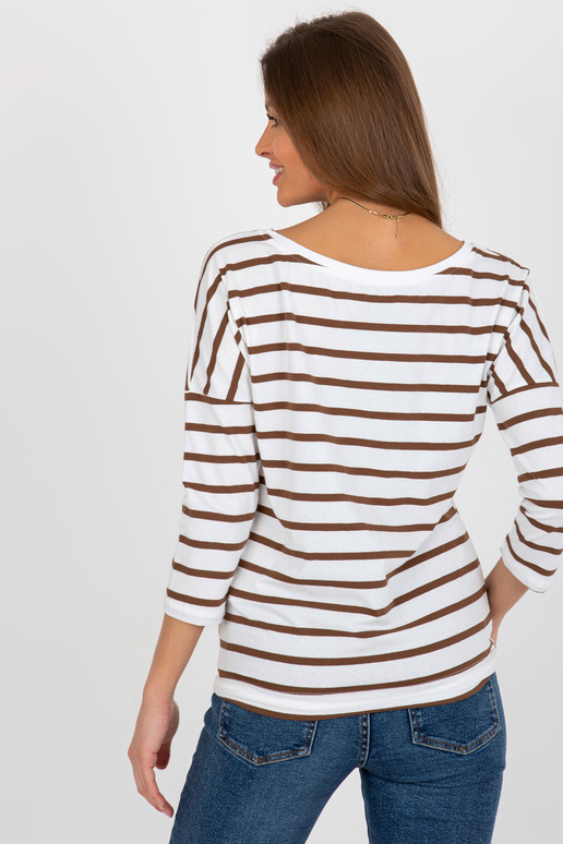 Ecru-hnědá proužkovaná halenka se...