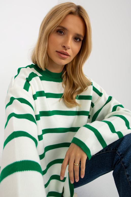 Tmavě zelený a ecru pruhovaný...