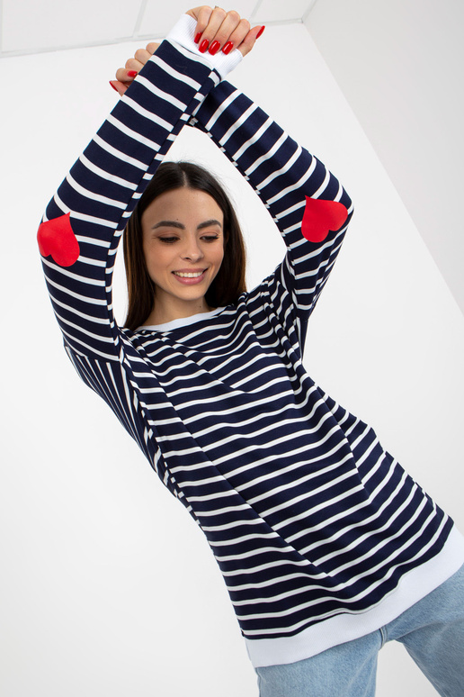 Bílá a tmavě modrá volná mikina s...