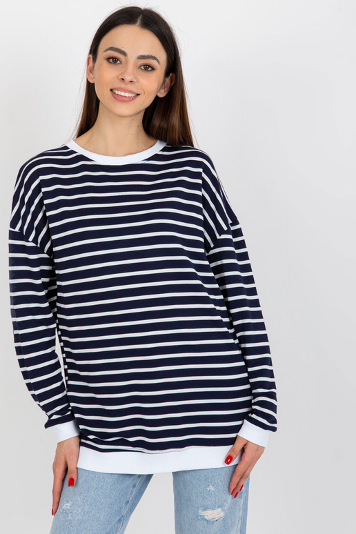 Bílá a tmavě modrá volná mikina s...