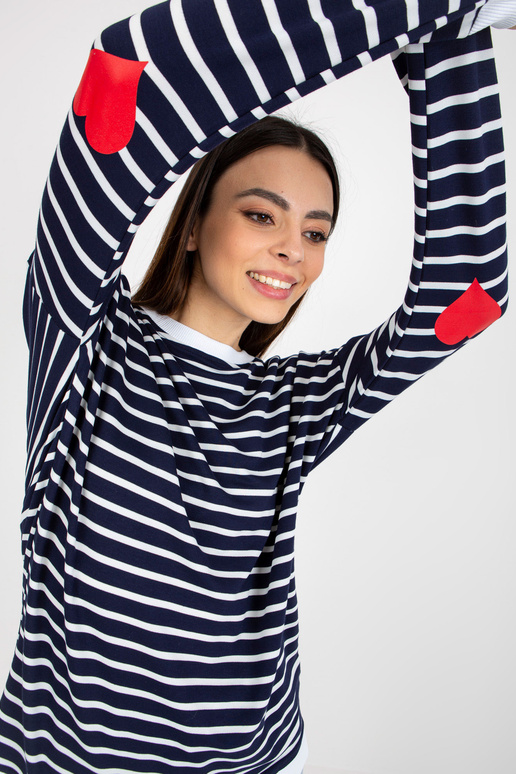 Bílá a tmavě modrá volná mikina s...