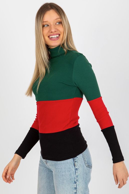 Tmavě zelená a černá žebrovaná...