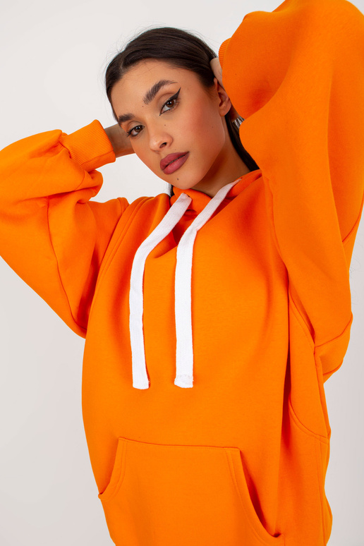 Oranžová dlouhá mikina oversized střihu