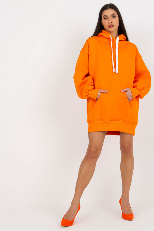 Oranžová dlouhá mikina oversized střihu