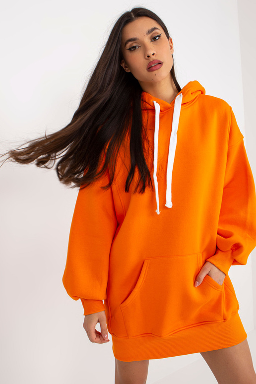 Oranžová dlouhá mikina oversized střihu