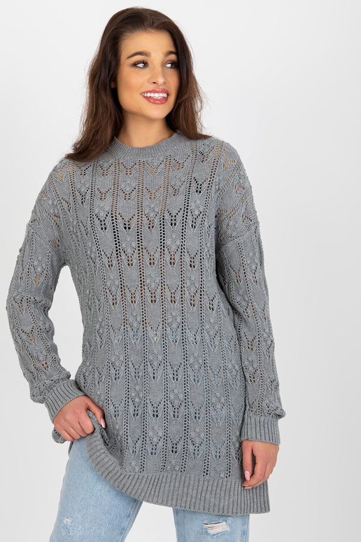 Šedé prolamované pletené šaty...