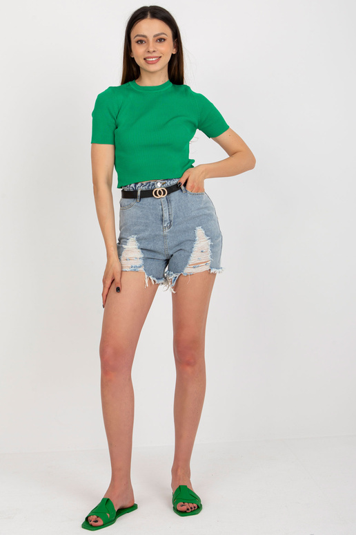 Modré dámské džínové šortky s dírkami