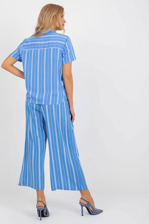 Modrá pruhovaná košilová halenka s...