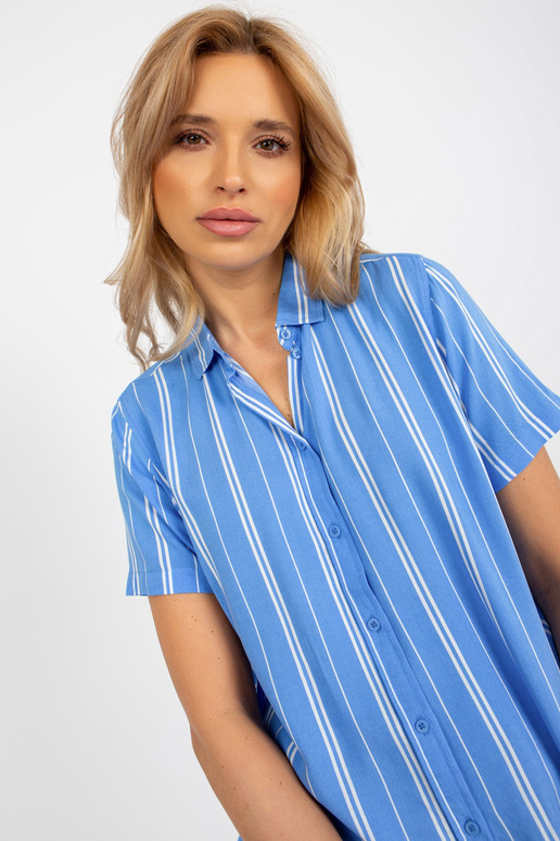 Modrá pruhovaná košilová halenka s...