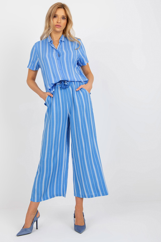 Modrá pruhovaná košilová halenka s...