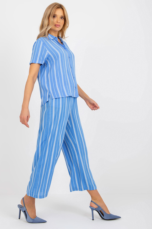 Modrá pruhovaná košilová halenka s...