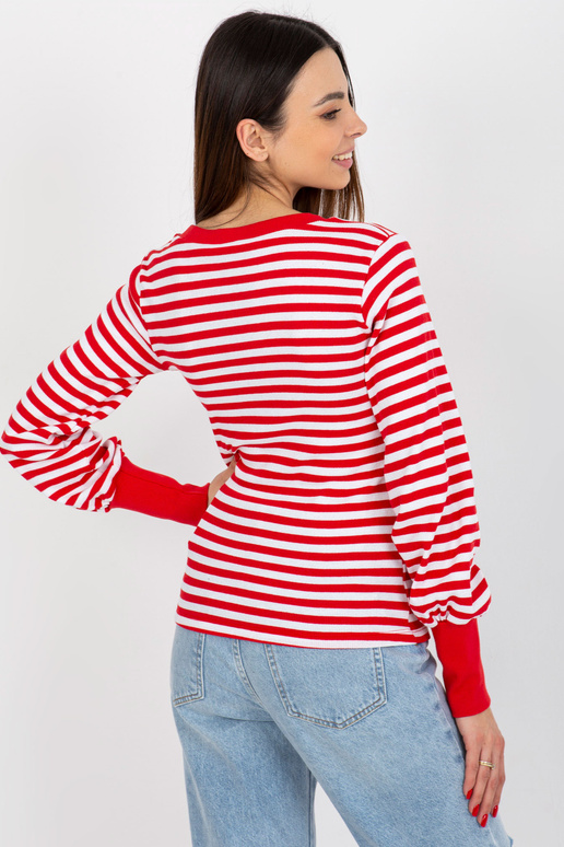 Červeno-bílá žebrovaná halenka s... Červeno-bílá žebrovaná halenka s...