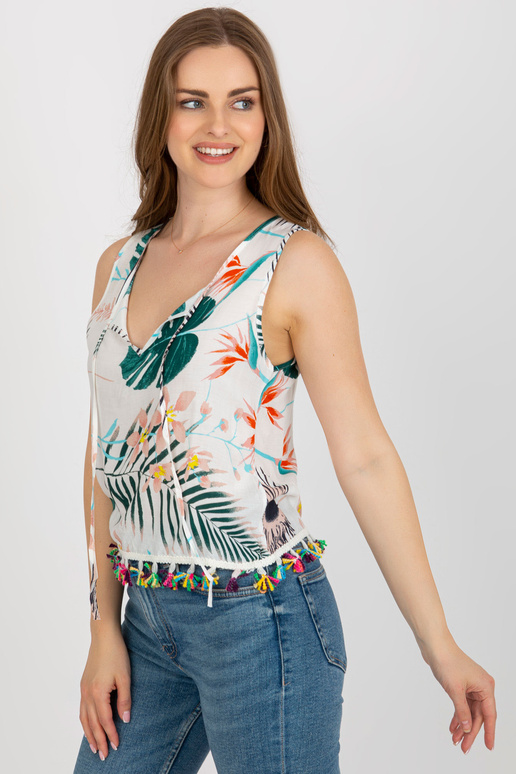 Bílá halenka s potiskem a zavazováním...