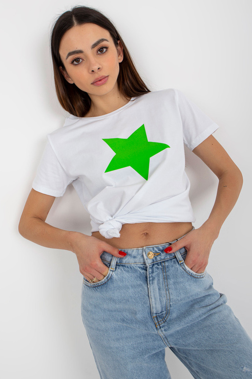 Bílé a zelené bavlněné tričko s... Bílé a zelené bavlněné tričko s...