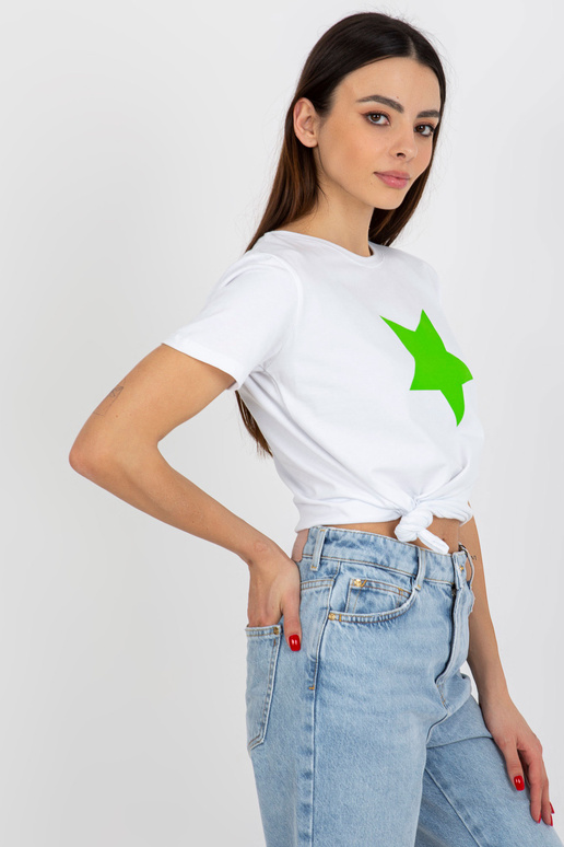 Bílé a zelené bavlněné tričko s... Bílé a zelené bavlněné tričko s...