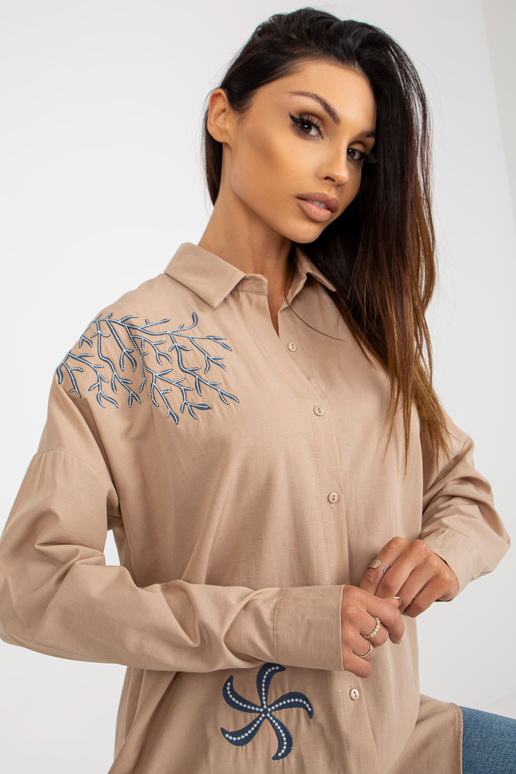 Béžová oversized volná košile s límečkem