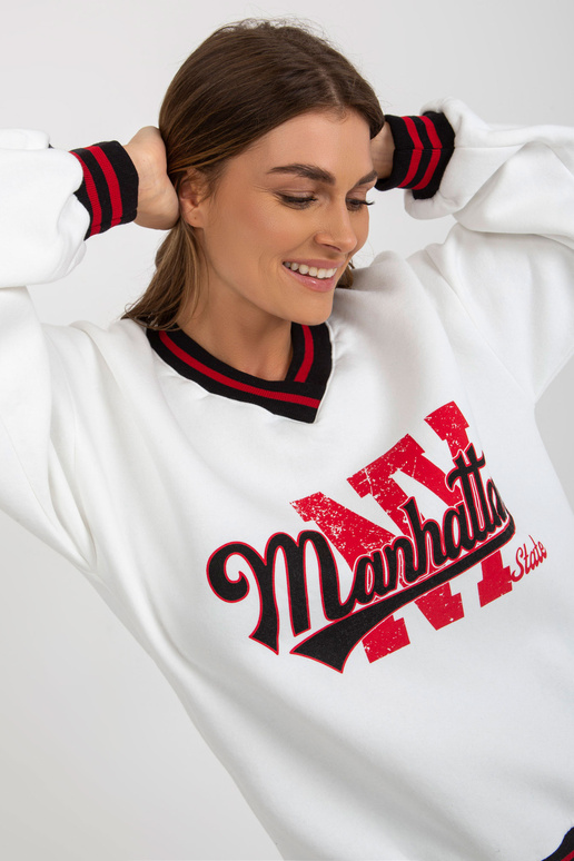 Bílá mikina s potiskem bez kapuce Bílá mikina s potiskem bez kapuce